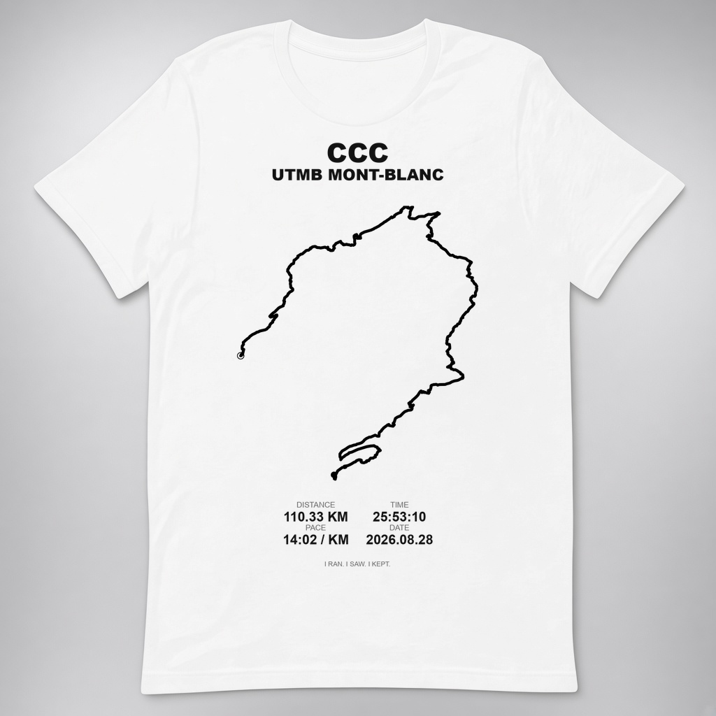 White T-shirt with the CCC UTMB route